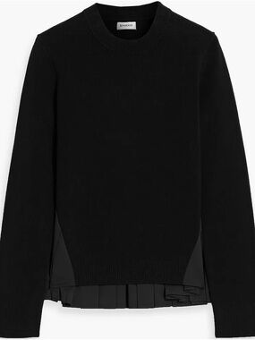 SIMKHAI Elenore Black Long Sleeve Pleated Sweater